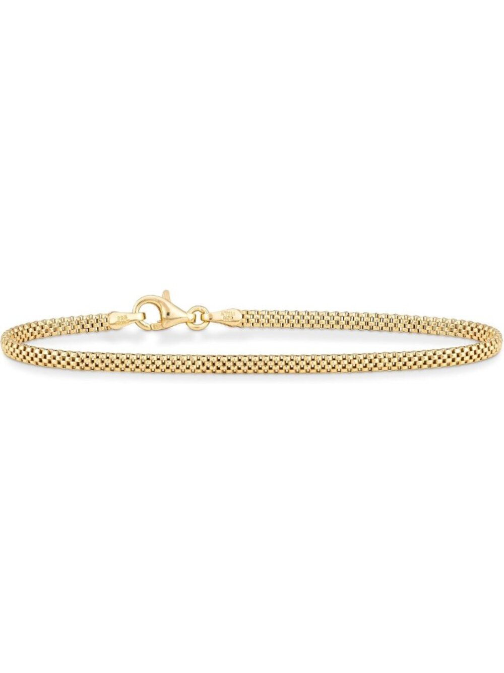 Elegant 2.5mm Italian Mesh Link Chain Bracelet in Sterling Silver & Gold Plated